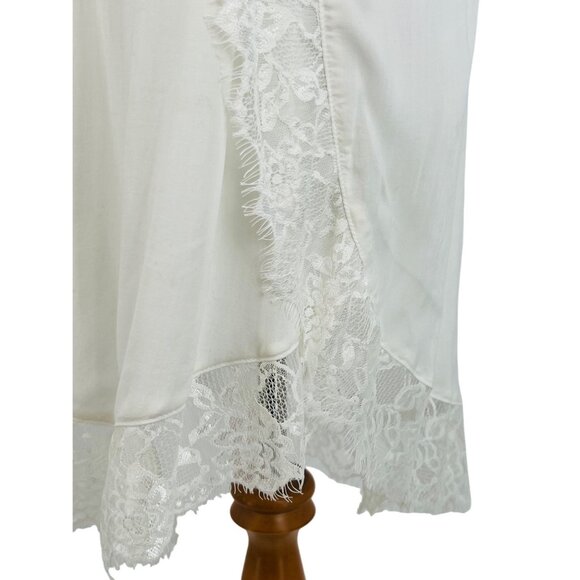 Free People White Lace Trim Asymmetrical Boho Cottagecore Relaxed Slip Dress - Picture 8 of 14